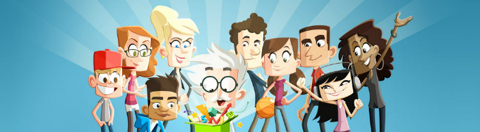 Characters from Buzzmath, a math game for middle school kids.