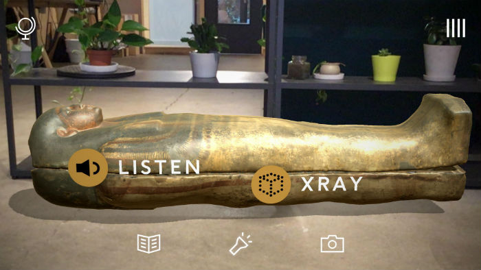 In-game screenshot of Egyptian mummy in the kids history game, Civilisations AR.