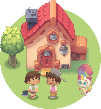 house with characters