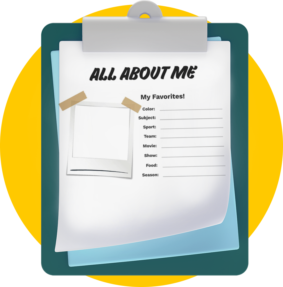 all about me clipboard