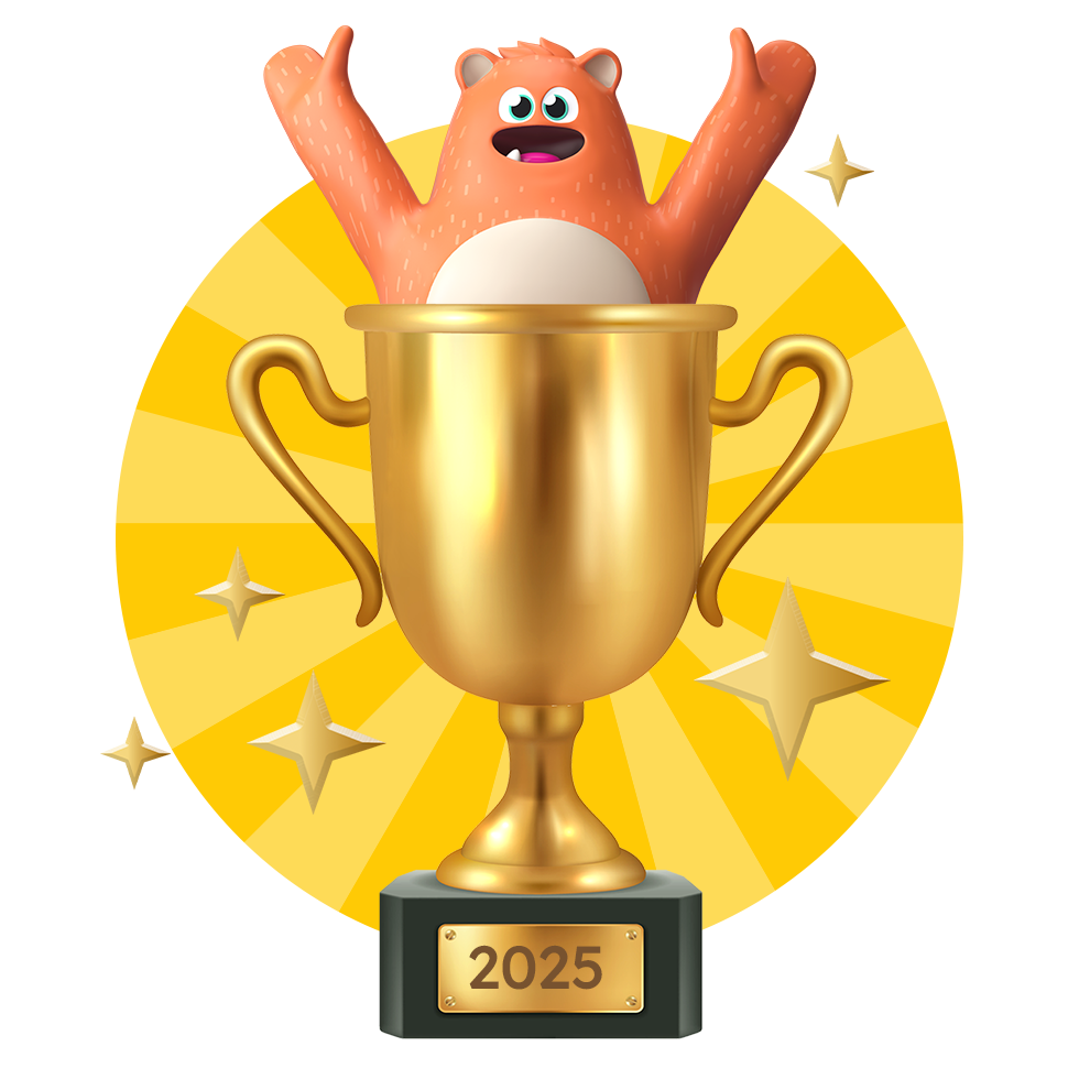 State Challenge trophy with Ed prodigy mascot