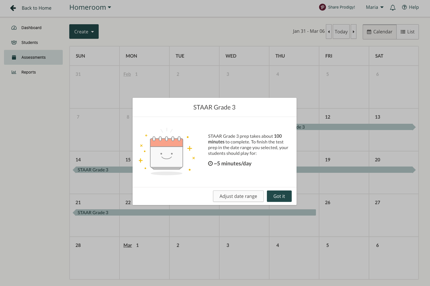 Screenshot of Prodigy